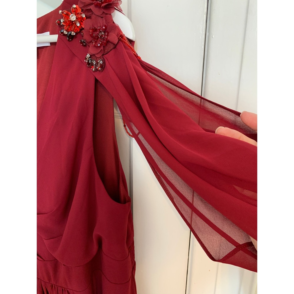 Ever Pretty Merlot A-Line Flowy Floral Beaded Chiffon Formal Dress NWT / 22 - Picture 13 of 16